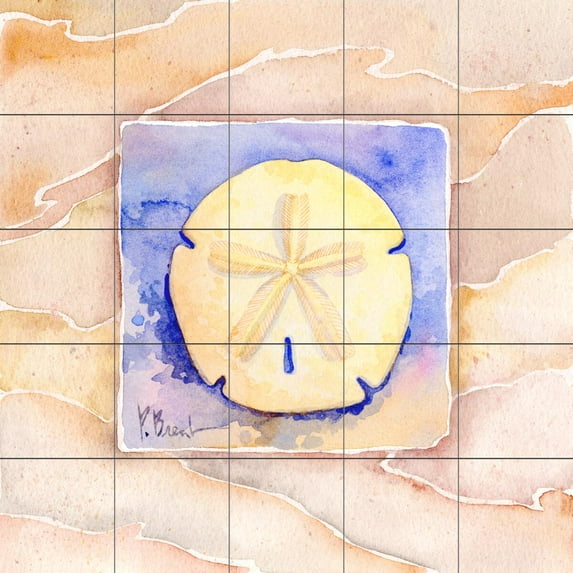Tile Mural Bathroom Backsplash - Summer Sandollar - by Paul Brent