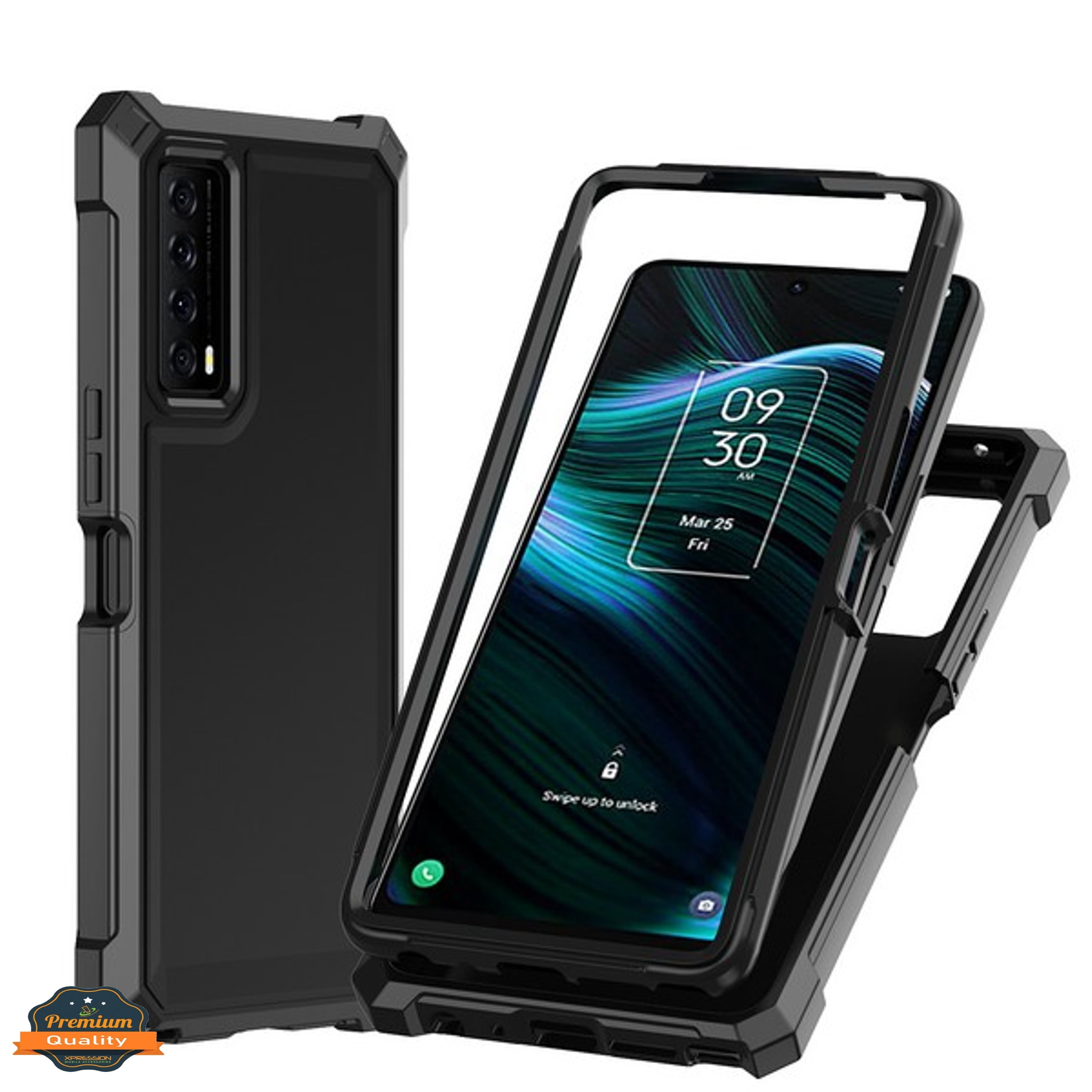 Xpression Phone Case For BLU View 5 Pro (2024) Full-Body Dual Layer Hybrid Case Slim, Drop-Proof TPU Hard PC, Durable Corner Front Bumper Protector Cover, Black