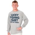 thumbnail image 4 of Lucky Fishing Shirt Cute Funny Fisher Men's Big & Tall Long Sleeve Graphic Tee Brisco Brands 3X, 4 of 5