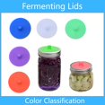 thumbnail image 2 of 5pcs Mason Fermenter Cap Pickle Waterless Airlock Fermentation Lids Wide Mouth Pipes For Jar Silicone Included Metal Rings（ Multicolor, Does not Include Jar and Metal Ring）, 2 of 5