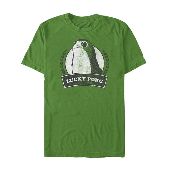 Men's Star Wars The Last Jedi St. Patrick's Day Lucky Porg  Graphic Tee Kelly Green Medium