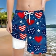 thumbnail image 2 of Gubotare 4th of July Boy Swim Trunk Boy's Summer Boho Print Drawstring High Waisted Beach Shorts with Pockets (Dark Blue,Size 5-6 Years), 2 of 4