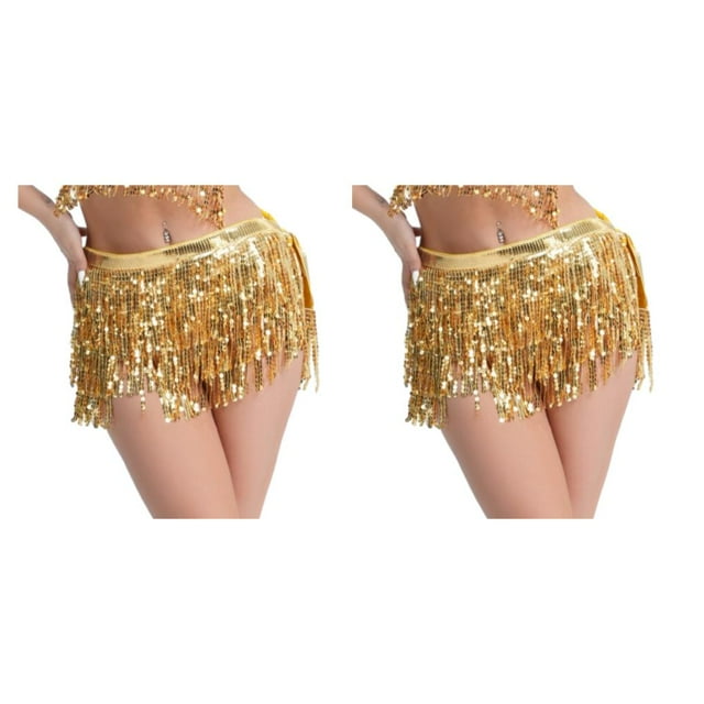 Qarigey de danza del vientre con lentejuelas brillantes para mujer, faldas de baile de entrenamiento puesta en escena, traje de gasa lavable Type3 NO3