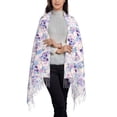 thumbnail image 3 of Cauagu white Skull crystal flower Print Women Wrap Shawl tassels Scarves Retro Scarf 77.6"X28.3", 3 of 8