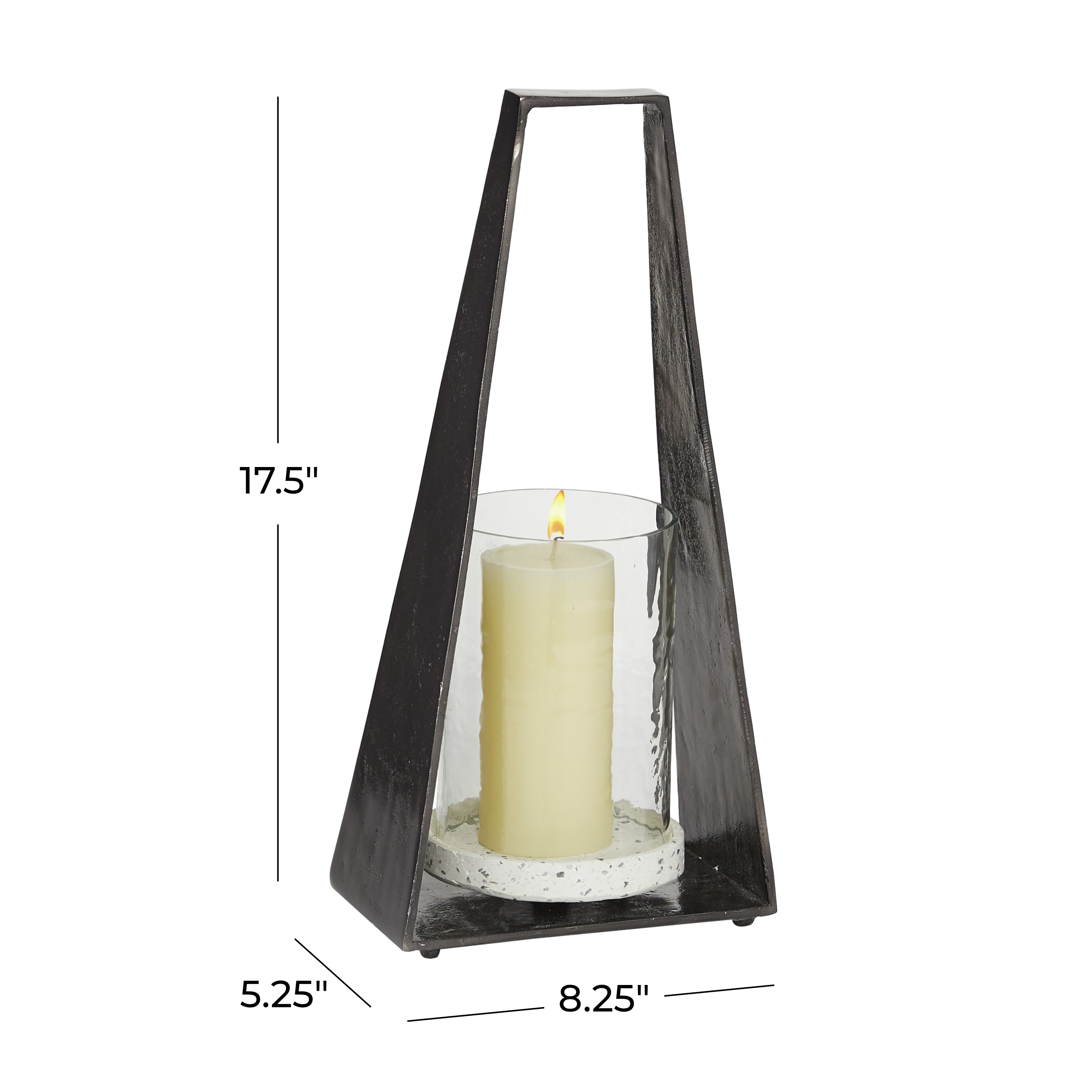 DecMode Black Aluminum Decorative Candle Lantern