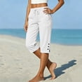 thumbnail image 6 of Zeliretfy Women Capri Pants Summer Casual Cropped Pants Drawstring Elastic High Waisted Trousers with Pockets, 6 of 8