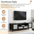 thumbnail image 7 of Farmhouse Rattan TV Stand for TVs up to 65",Boho Style Entertainment Center with Drawers & Cabinets,Modern TV Media Console Table with Gold Metal Handles for Living Room Game Room,Black, 7 of 7