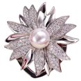 thumbnail image 1 of Brooch Pin Flower Twist Shape Sparkling Rhinestones Imitation Pearls Decor Scarf Buckle Sweaters Collars Hats Bags Coats Scarves Accessory, 1 of 8