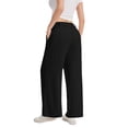 thumbnail image 5 of Womens Linen Wide Leg Pants Casual Zipper Front Summer Cropped Trousers Beach Vacation Dressy Pants with Pockets XL, 5 of 6