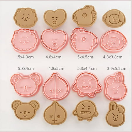 

6/8Pcs/set Cute Cookie Cutters Plastic 3D Cartoon Pressable Biscuit Mold Cookie Stamp Kitchen Baking