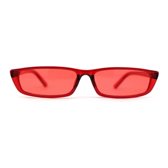 Womens Mod Pop Color Narrow Rectangle Cat Eye Sunglasses Red