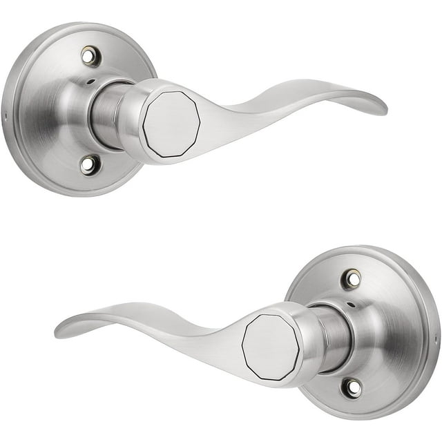 Poignées de Porte Intérieures Levier de Passage en Nickel Satiné Poignée de Porte pour Garde-Robe Couloir Poignées Intérieures