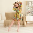 thumbnail image 3 of FORMRS Niños Bathrobe Unisex Hooded Robe Soft Plush Pajamas Sleepwear, Size 4-6T, Retro Autumn Leaves, 3 of 7