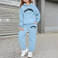 thumbnail image 2 of HXWCHs Girls' Casual Letter Print Hooded Sweatshirt Set Long Sleeve top and Pants Outfit for Daily Wear and Outdoor 9-10 Years Sky Blue, 2 of 4