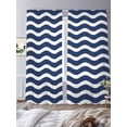 thumbnail image 4 of Navy Blue Moire Semi Sheer Curtains 96 Inch Length 2 Panels Set, Water Ripple Stripe Farmhouse Sheer Kitchen Curtain Privacy Voile Window Curtain for Living Room Bedroom Rod Pocket Drapes, 4 of 7