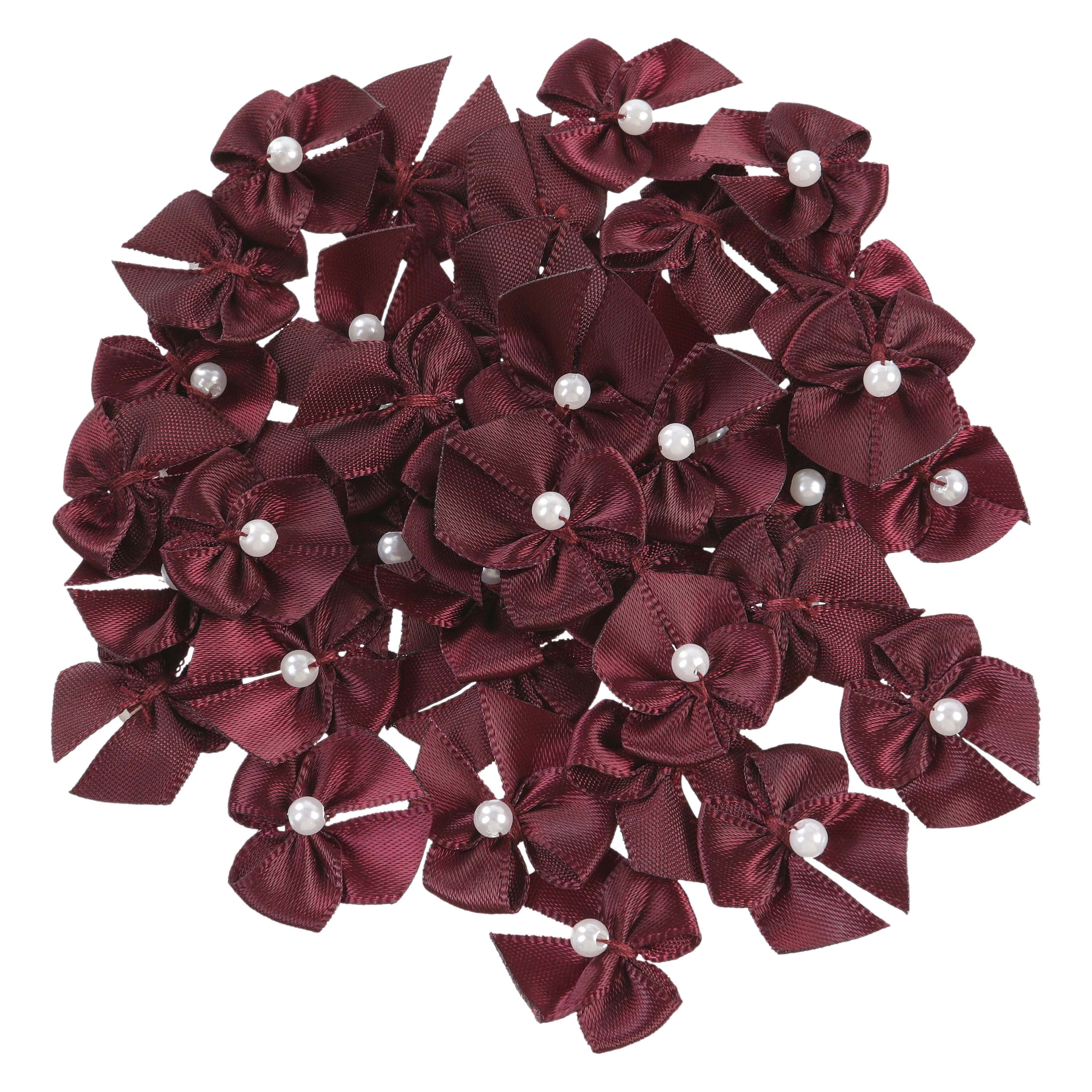 Offray embellishment, plum 5/8 inch value pack 2 loop bow with pearl accessor yard, 40 count