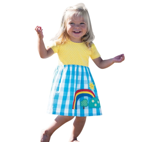Bullpiano Little Girls Summer Casual Dresses, Toddler Girls Floral Beach Sundress, Kids 2-7Y Flower Dresses, Size 2-7T