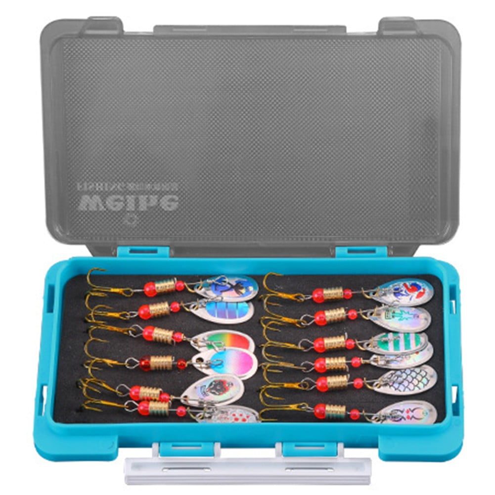 12 composite sequins set Rotating sequins fishhook bait set Lure box