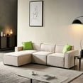 thumbnail image 2 of 102" Modern Convertible Sectional Sofa with 2 Pillows,Linen Fabric L Shape Modular Couch with 2 Convertible Ottoman Chaises & Thicked Seat Cushion, DIY Combination 3-Seat Individual Seat Sofa, 2 of 7