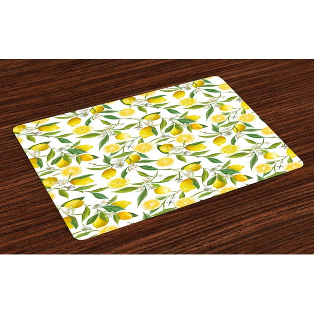 Nature Placemats Set of 4 Exotic Lemon Tree Branches Yummy Delicious