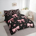 thumbnail image 3 of Homewish Cute Ribbon Bowknot 7-Piece Queen Bedding Set - Black Pink Princess, 3 of 8