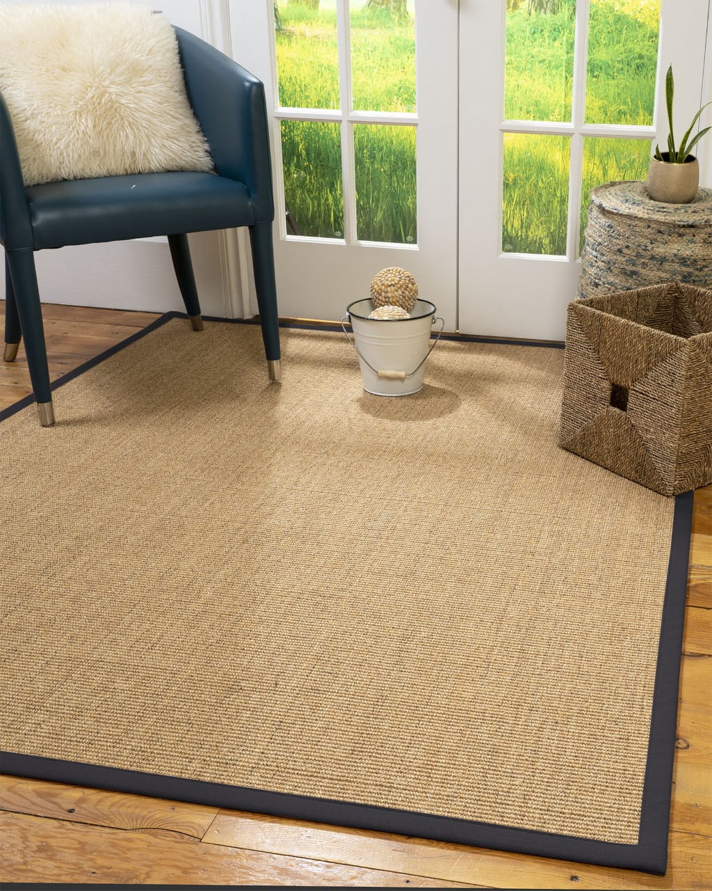 Natural Area Rugs Melrose Custom Sisal Rug, 7', Octagon Midnight Blue
