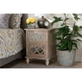 thumbnail image 5 of Celia Transitional Rustic French Country White-Washed Wood and Mirror 2-Drawer Quatrefoil Nightstand, 5 of 5