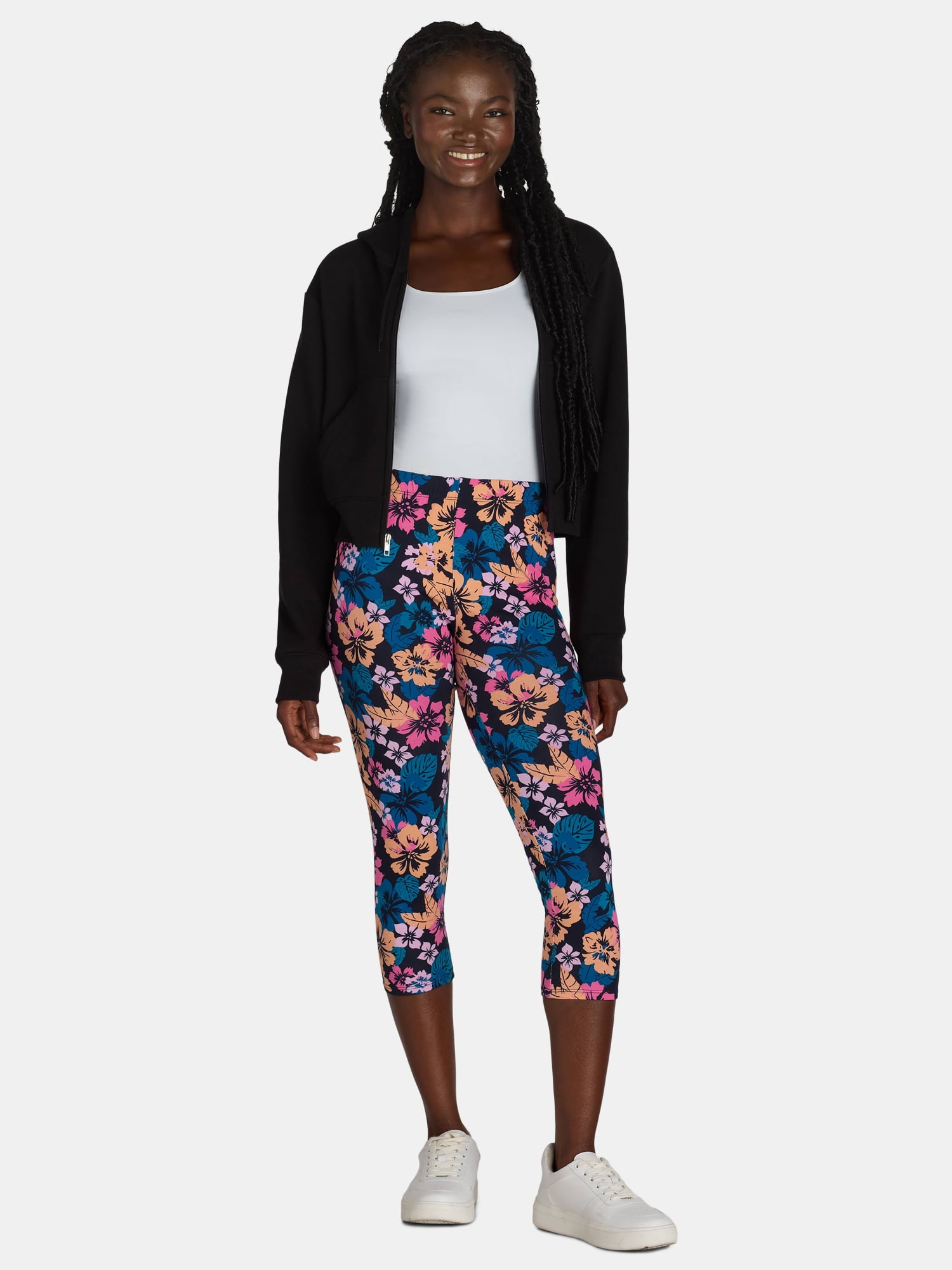 No Boundaries Mid Rise Cotton Leggings, (Women's) (3 Pack)