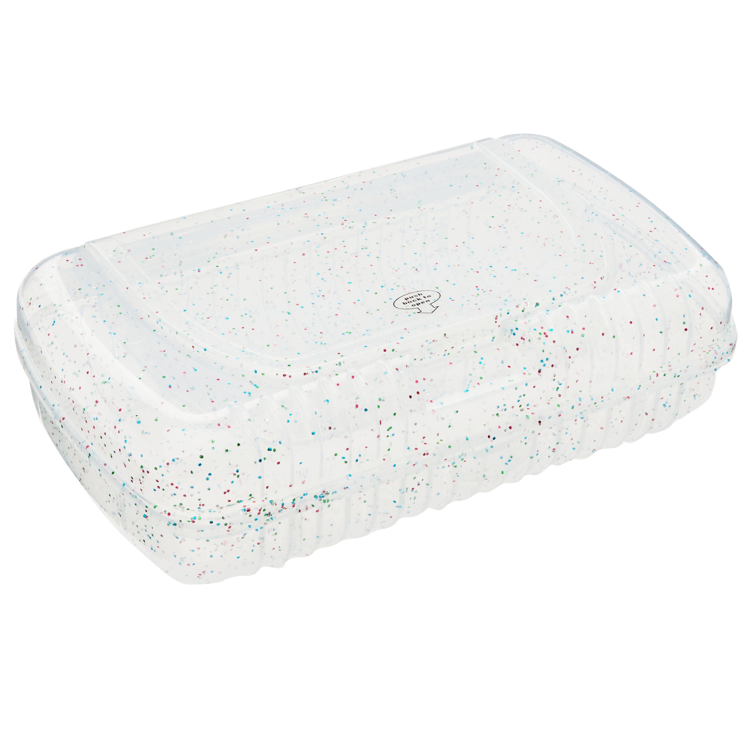 Pen + Gear Double Decker Pencil Box, Clear with Glitter, Plastic School