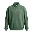 thumbnail image 4 of KHONTS Sweatshirts for Men Long Sleeve Quarter Zip Loose Pullover Tops Textured Casual Solid Color Fall Shirts Green M, 4 of 4