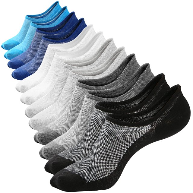 Mottee&Zconia Calcetines invisibles para hombre, de corte bajo, reforzados, cómodos, informales, de algodón, antideslizantes