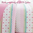 thumbnail image 6 of Cozy Line Home Fashions 3-Piece Pink Greta Polka Dot Flower Stripe Girl Cotton Reversible Quilt Bedding Set, Queen, 6 of 6