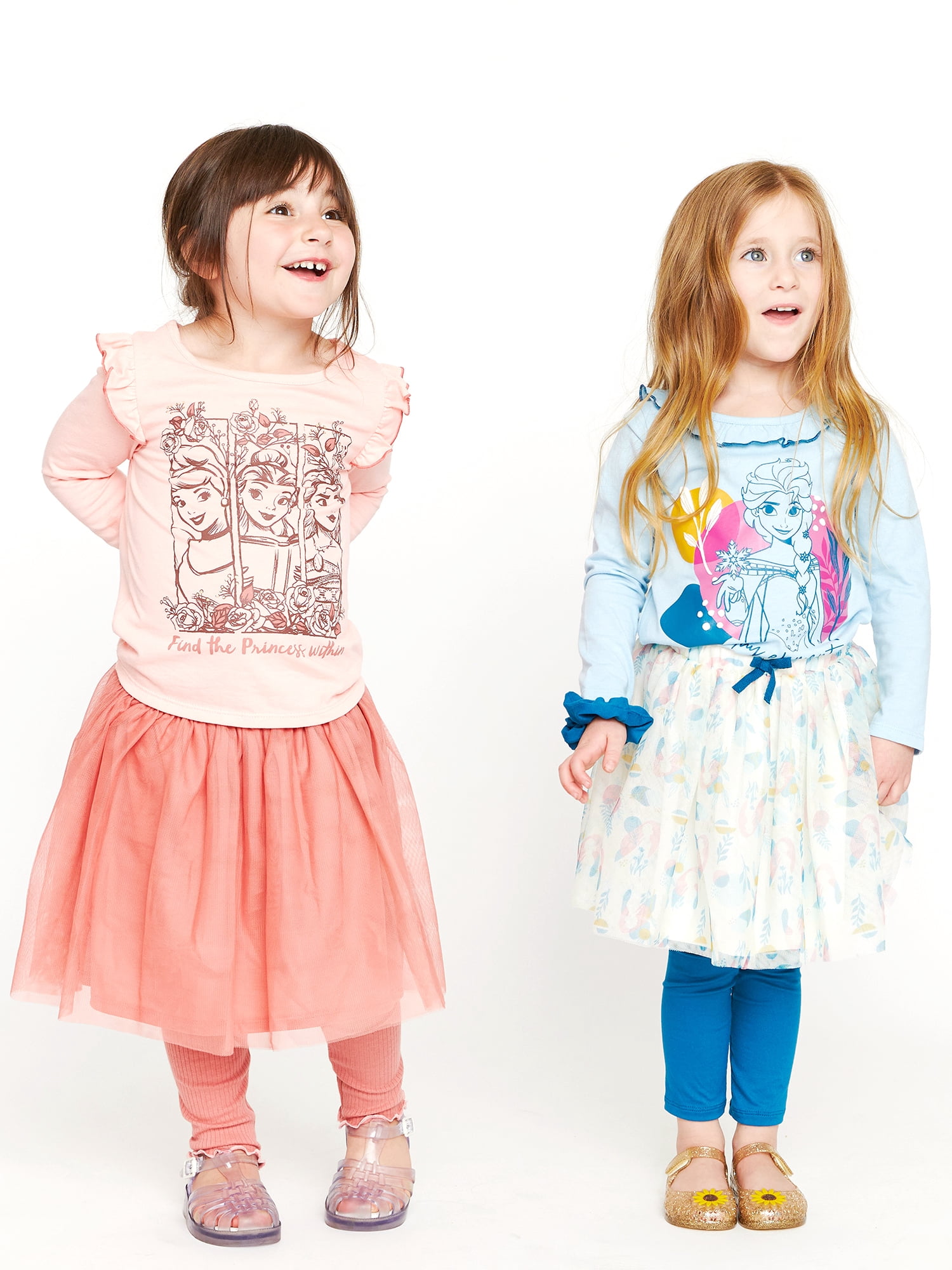 Disney Princesses Baby and Toddler Girls Long Sleeve Top, Skirt, Leggings and Scrunchie Set, 4-Piece, Sizes 12M-5T