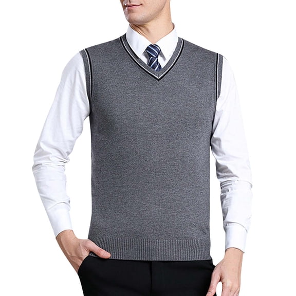 uikmnh Fall Sweater Mens Fashion Casual Jacquard V Neck Bottomed Plaid Shirt Sleeveless Sweater Vest