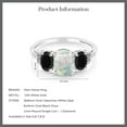 thumbnail image 4 of Gem Stone King 10K White Gold Cabochon White Simulated Opal Black Onyx and Diamond Accent Three-Stone Engagement Ring for Women 1.88 Cttw (Size 7), 4 of 4