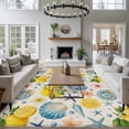 thumbnail image 3 of Coastal Area Rugs 5'x7', Washable Small Throw Rugs for Laundry Room Playroom, Summer Lemon Flower Shell Starfish Rustic Indoor Outdoor Rug Non-Slip Low Pile Carpet Runner Reversible Floor Mats, 3 of 8