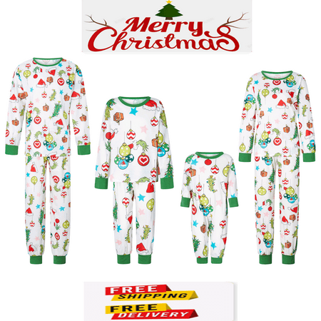 

Family Matching Christmas Hat Print Pajamas Set Xmas Sleepwear Nightwear