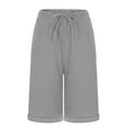 thumbnail image 5 of Inleife Womens Shorts Five Points Women's Summer Elastic Waist Drawstring Side Pocket Solid Color Short Pants 5/4, 5 of 6
