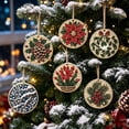 thumbnail image 6 of DIY Diamond Art Painting Christmas Wooden Ornaments Kit (Set of 6), Round Christmas decorations | Special-Shaped Gem & Pearl Hanging Craft Decor with Twine for Holiday Window Christmas Tree Home, 6 of 6