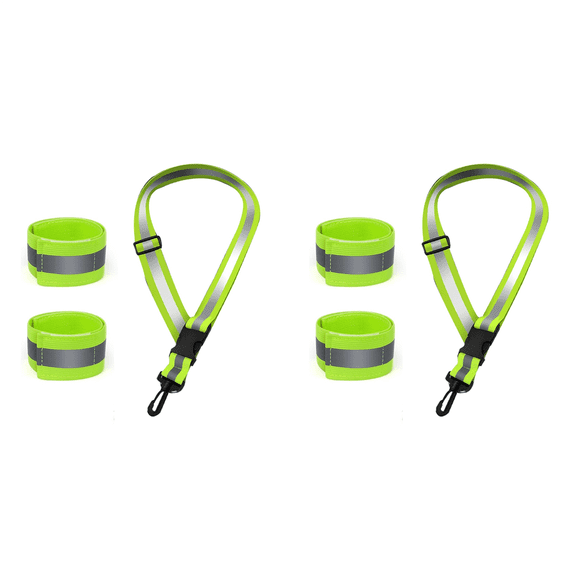 2X Reflective Sash for Walking At Night, High Visibility Running Gear with 4 Pcs Armbands