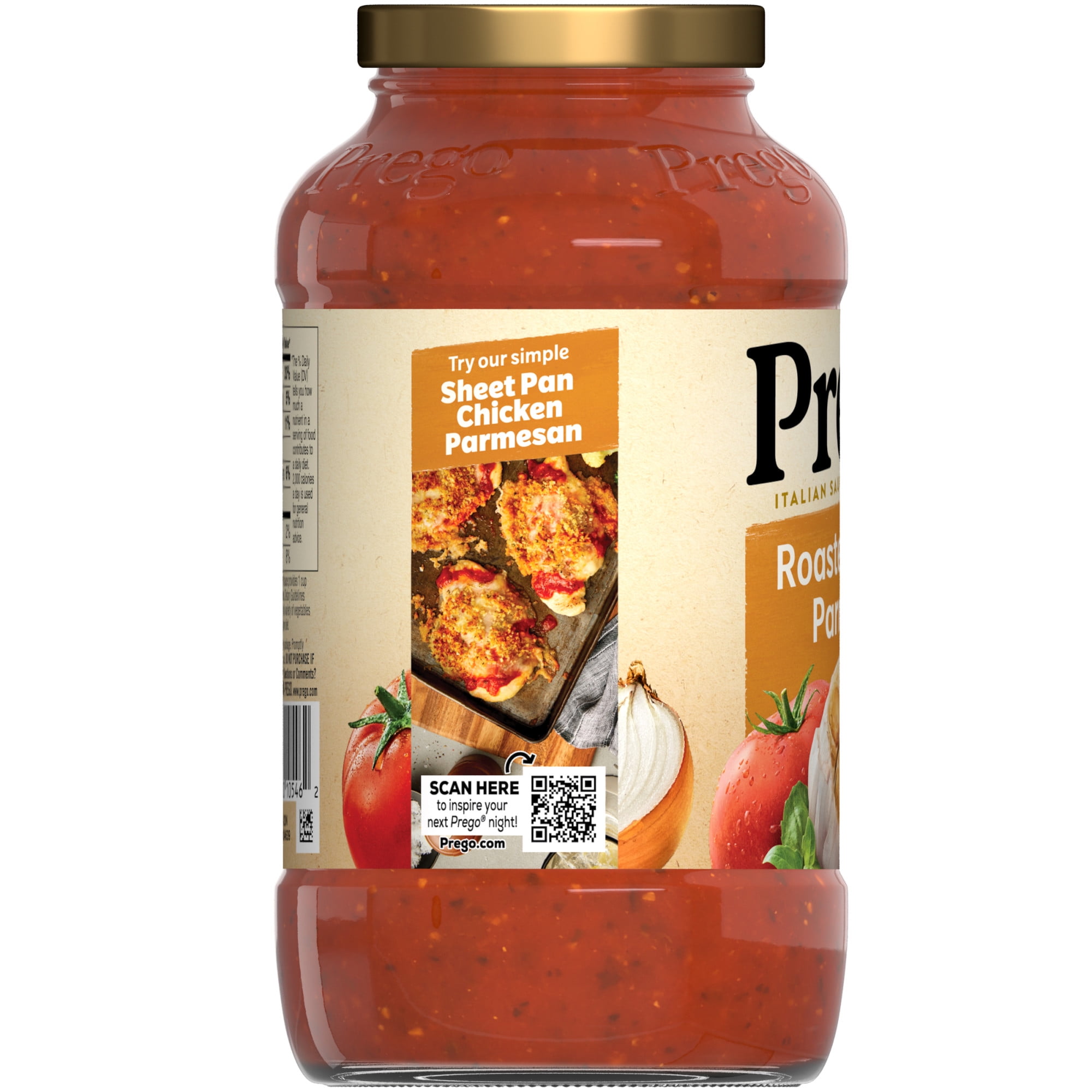 (6 pack) Prego Pasta Sauce, Italian Tomato Sauce with Roasted Garlic & Parmesan Cheese, 24 oz Jar