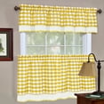 thumbnail image 5 of Woven Trends Designer Home Modern Kitchen Curtain Panels, 36L x 29W Inches Blackout Window Tier Pair Set, Premimum Cotton Blend Buffalo Classic Country Plaid Gingham Checkered Design, Yellow, 5 of 7