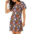 thumbnail image 2 of Naloa Pumpkin And Flying Bat1 Print Women Nightgowns,Womens Loungewear,Short Sleeve Sleepwear,Comfy Ladies Nightdress, 2 of 6