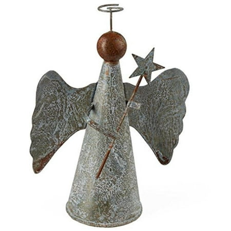 Rustic Tin Angel Tree Topper For Christmas and Home Decor, Rustic Angel Christmas Tree Topper or Shelf Sitter By Factory Direct