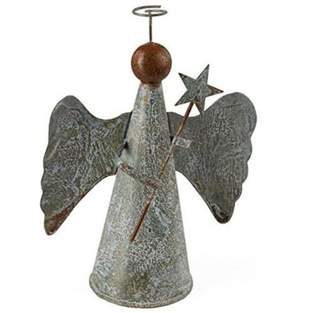 Black Angel Christmas Topper Rustic Tin Angel Tree Topper For Christmas and Home Decor, Rustic Angel Christmas Tree Topper or Shelf Sitter By Factory Direct Craft ()
