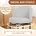 thumbnail image 3 of ClinQ Swivel Counter Height Bar Stools Set of 2, Fabric Upholstered Barrel Bar Chairs with Auto Return, Curved Back and Black Metal Frame, Gray, 3 of 7