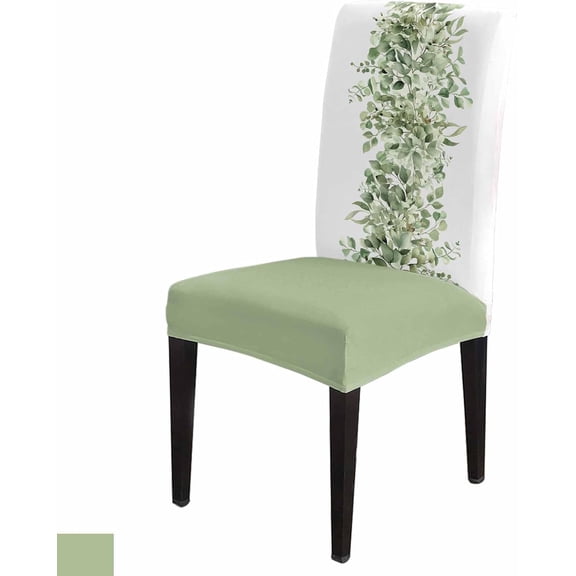 Sage Green Eucalyptus Dining Chair Cover Set of 4,Stretch Chair Protectors Slipcover,Spandex Kitchen Chair Seat Back Cushion Slip Cover for Dining Room,Party,Country Nature Plant Leaves Botany White