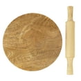 thumbnail image 3 of Trifri Handmade Wooden Round Roti Maker Wooden Chakla Belan WoodenRollingBoard 21.5 cm With WoodRollingPin and Board 29.5 x 2.5 cm, 3 of 5