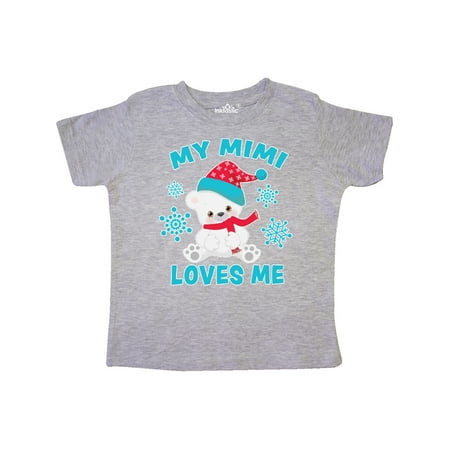 

Inktastic Polar Bear My Mimi Loves Me in Santa Hat with Snowflakes Gift Toddler Boy or Toddler Girl T-Shirt