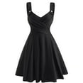 thumbnail image 2 of Elainilye Fashion Womens Dresses Solid Color Strap Dress Sleeveless V-neck Dress Date Night Dress,Black, 2 of 3
